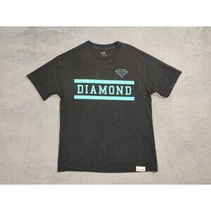 Diamond Supply Co Shirt Adult Mens Large Black Teal Spell Out Logo Short Sleeve